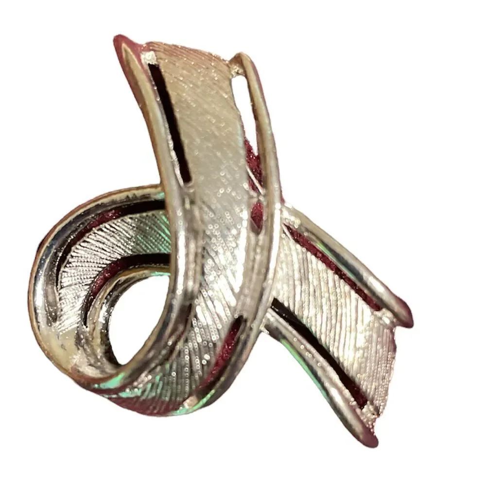 Vintage Silver Tone Knot or Ribbon Brooch Pin